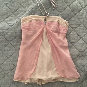 Laundry by Shelli Segal Pink Chiffon Y2K Halter Top